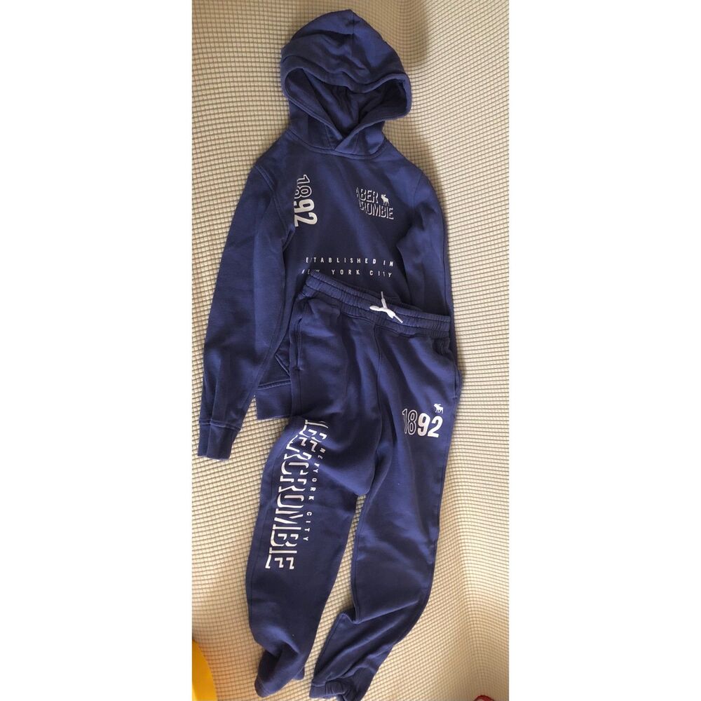 Abercrombie Kids Boys Navy Blue Hoodie & Jogger Sweatpants Set Size 9/10